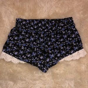 Floral and Lace High Waisted Shorts
